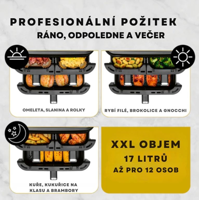 GourmetMaxx Vertikální trojitá horkovzdušná fritéza FryUp3 17 l 19712 (4)